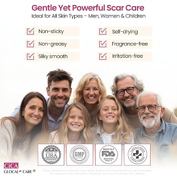 CICA Silicone Scar Cream Helps with Scar Removal - Surgical, Acne & Trauma Scars, Stretch Mark Cream for New & Old Scars Medical Grade Silicone with TECA & Hyaluronic Acid