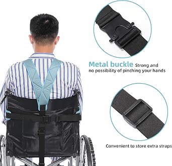 Fanwer Wheelchair Seat Belt, Non-Slip and Drop-Resistant Wheelchair Safety Belt with Adjustable Straps Metal Buckles for The Elderly