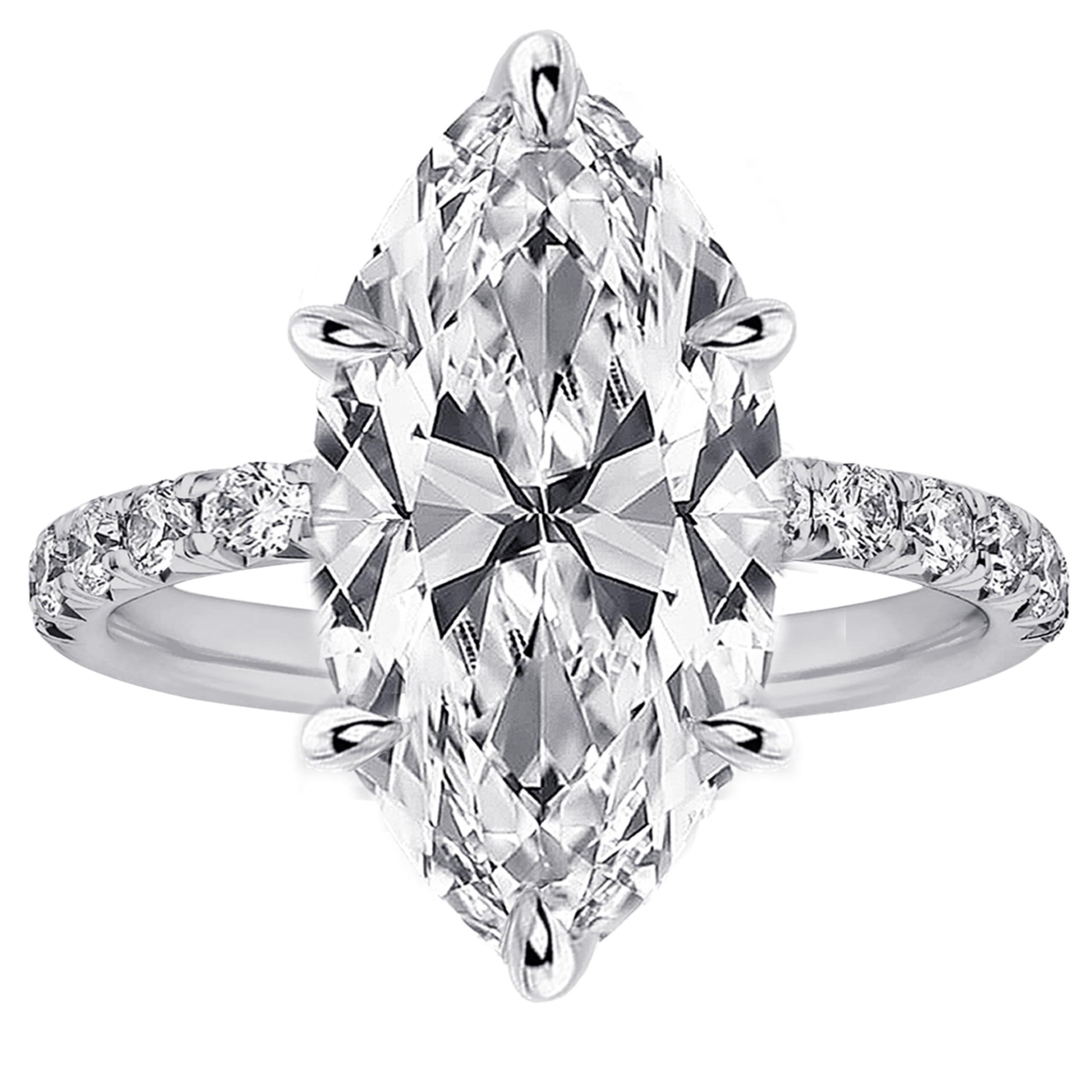 RURULUYA 2CT/3.5CT/5.5CT Solitaire Elongated Marquise Cut Engagement Ring for Women, Simulated Diamond Promise Ring in 925 Sterling Silver