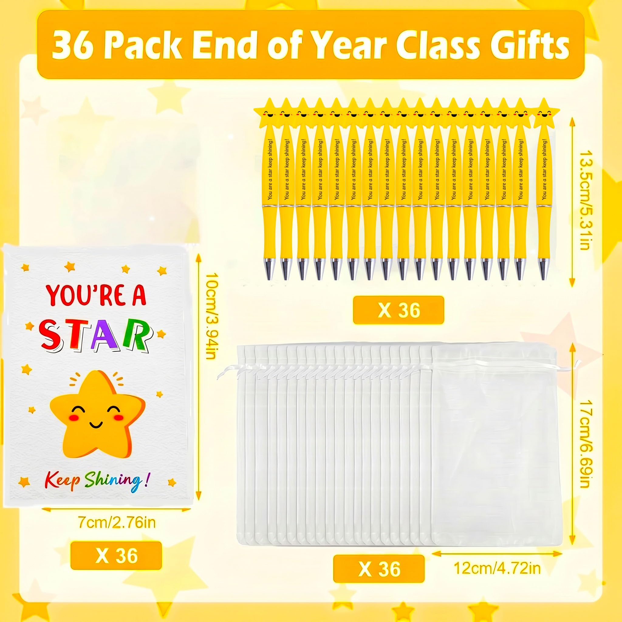 Regali di Fine Anno per Bambini, Confezione da 36 Regali di Fine Anno per 30 Bambini, Penne/Carte Motivazionali per Alunni/Borse Regalo per Lasciapassare Scolastici Regalo per Studenti Dagli