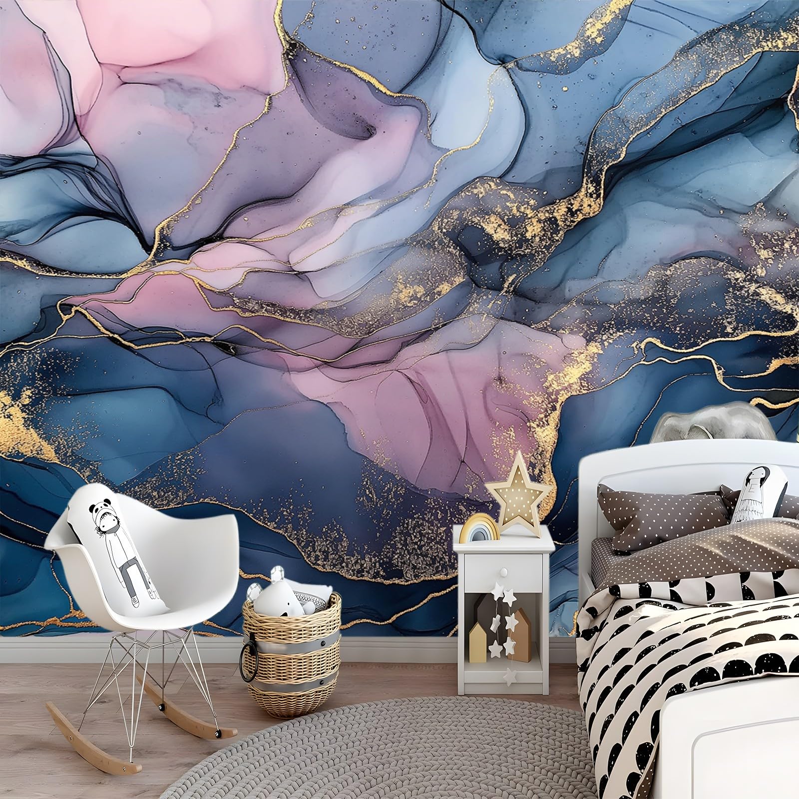 Tapeta z włókniny 350 x 256 cm gładka abstrakcyjna farba atramentowa dekoracja ścienna, panoramiczny plakat obrazy ścienne dom sypialnia dekoracyjny obraz ścienny granatowy