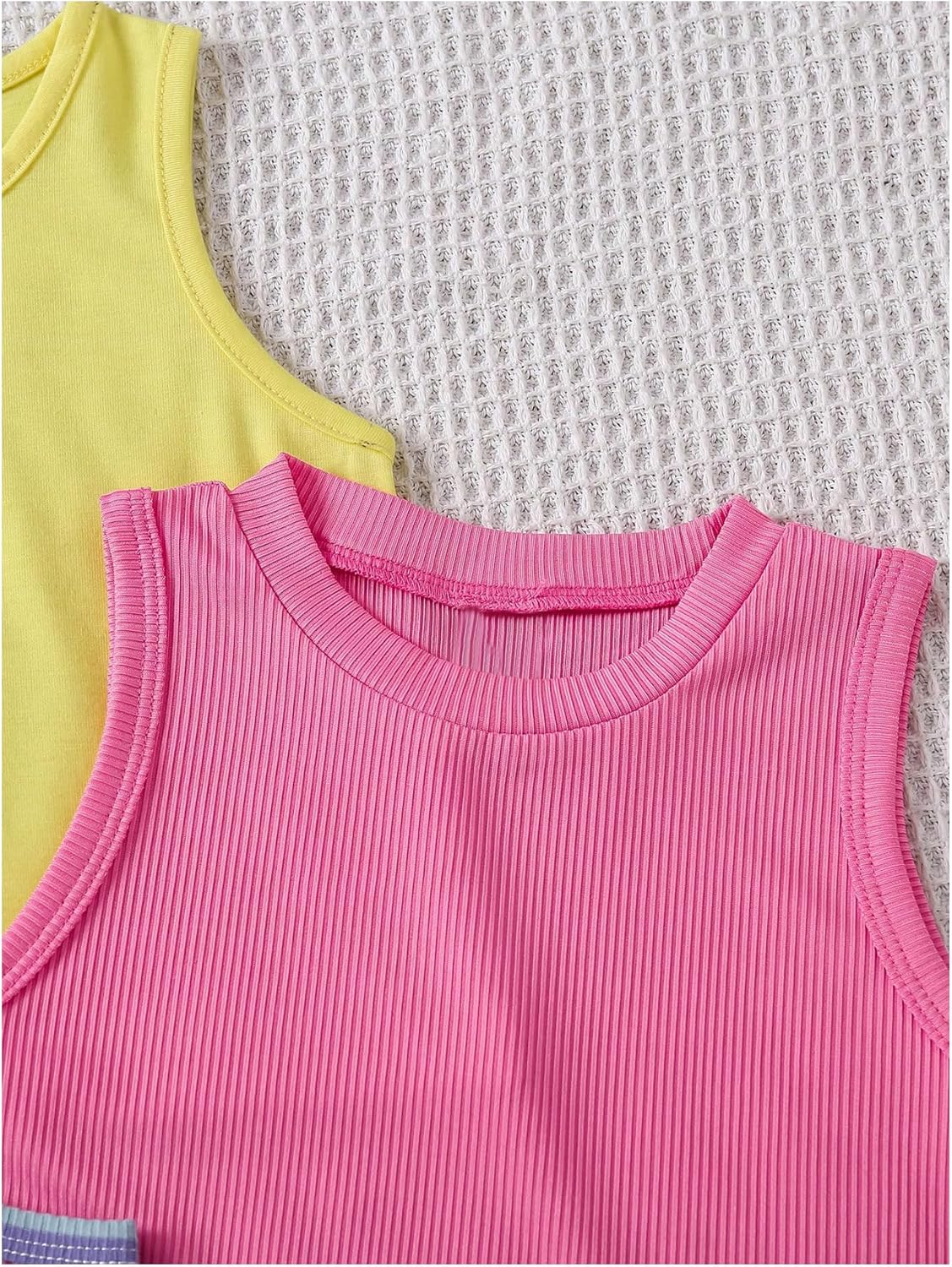 OYOANGLE Girl's 4 Pack Ribbed Crop Tank Top Striped Halter Tops Basic Solid Sleeveless Tops Summer Clothes - Image 5