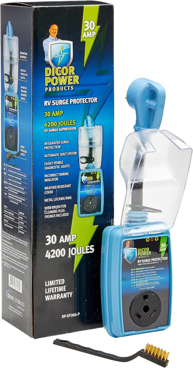 Dicor DP-SP30A-P 30 Amp Pigtail RV Surge Protector - Protect Your RV Electrical System with Ease