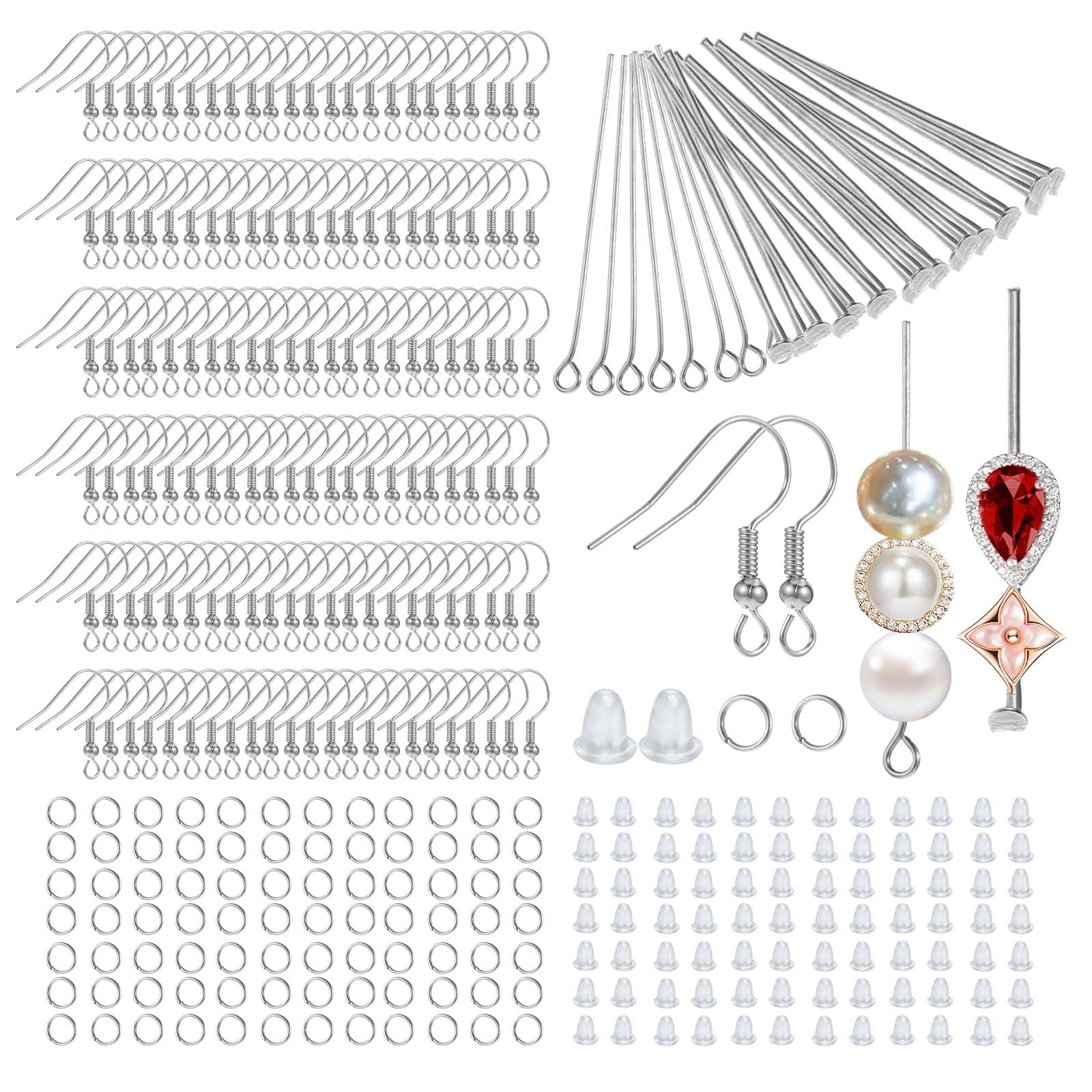 Cobee 800 Pcs Earring Hooks for Jewelry Making, Earring Making Kit Stainless Steel Bargain Finds, Wires Jump Rings for DIY Jewelry Supplies(Silver)