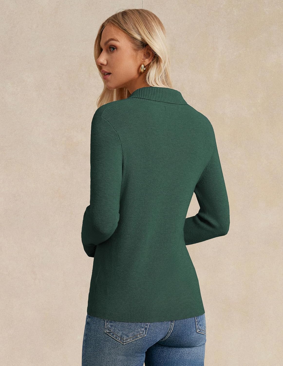 GRACE KARIN Sweaters for Women 2026, Fall Fashion Long Sleeve V Neck Collared Knitted Pullover Sweaters, Dressy Work Top - Image 3