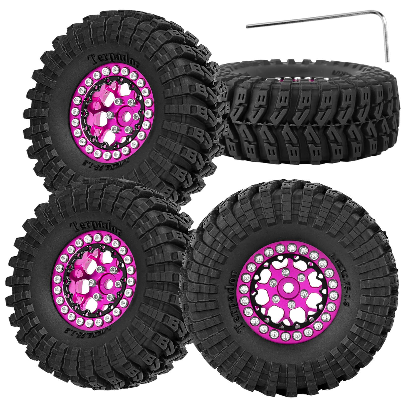 Amazon.com: RCYouHott RC 1.3 Beadlock Wheel Tires Set (4PCS) for 1