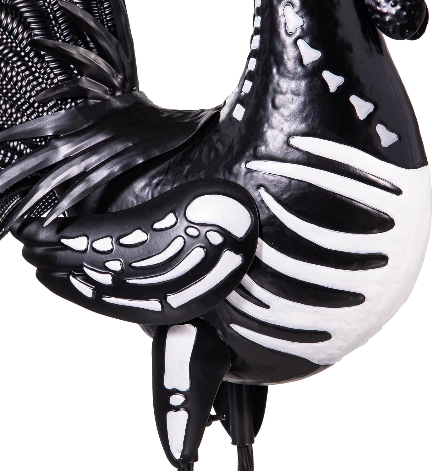 Evergreen Garden 19" Skeleton Rooster Metal Animal Statue | Indoor and Outdoor Safe | Halloween Decoration for Garden Yard Lawn Party | Rustic Farmhouse Chicken Decor