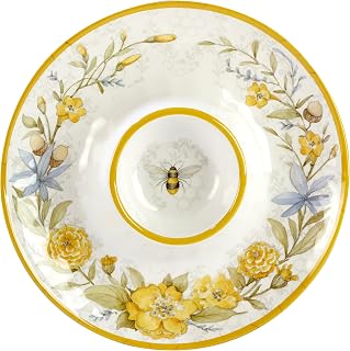 Certified International Bee Sweet Melamine Chip and Dip, 14.50-inch Diameter