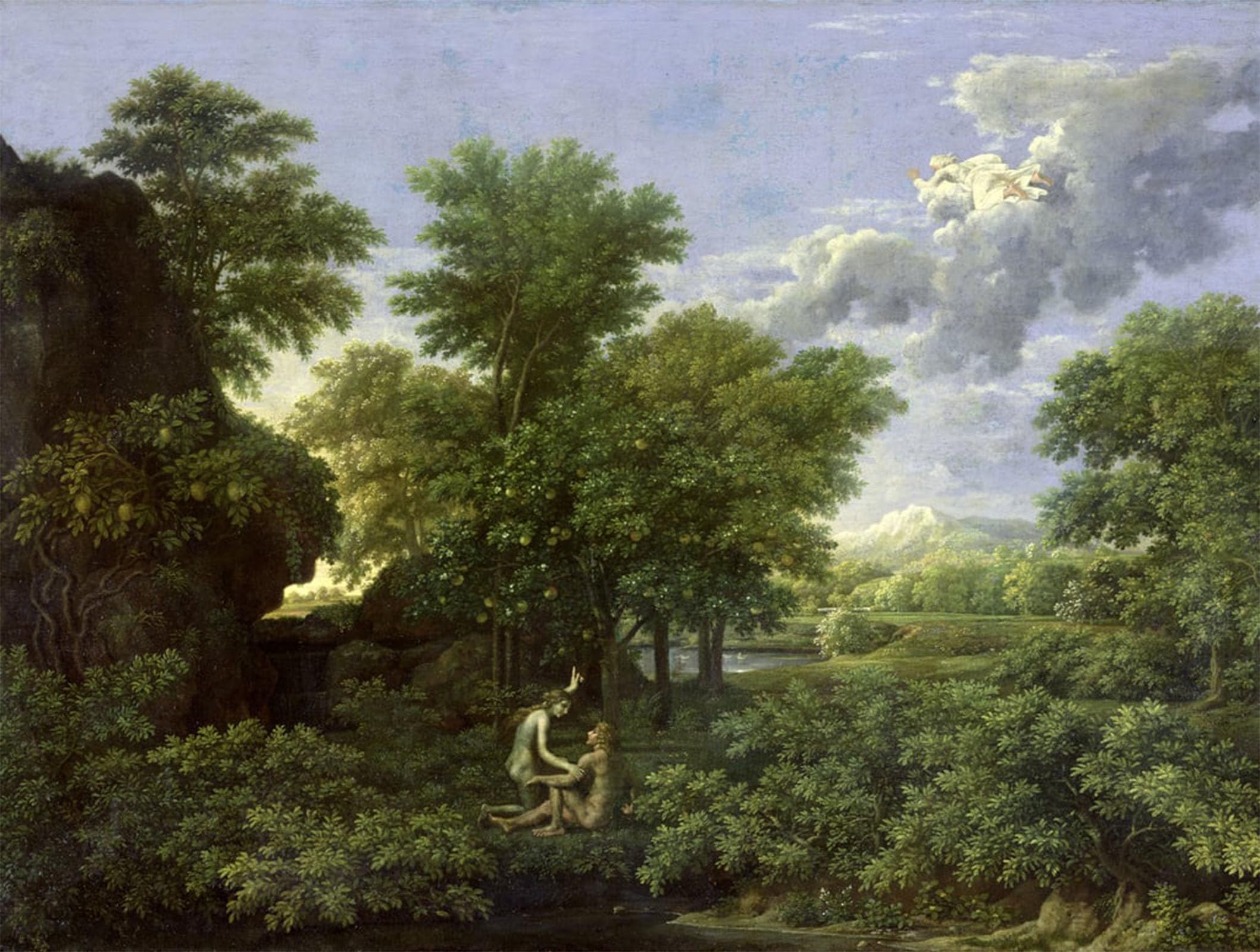 SERENDIPITP Retro Picture Poster Wall Art Pictures Painting Spring or the Garden of Eden by Nicolas Poussin Wall Art Canvas Print for Wall Decor 60x90cm