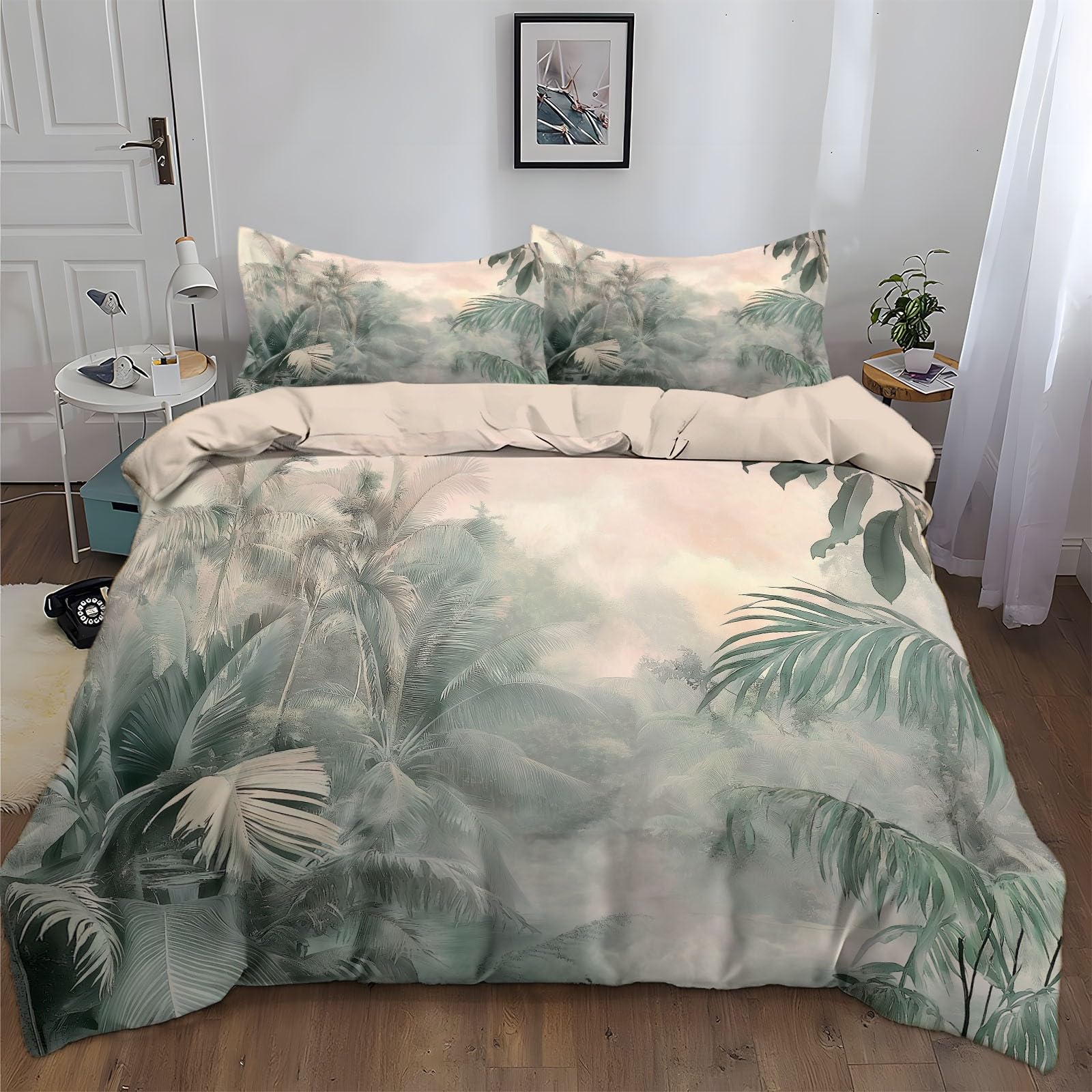 Parure de lit 240x260 cm respirante et anti-plis pour un lit toujours impeccable style jungle