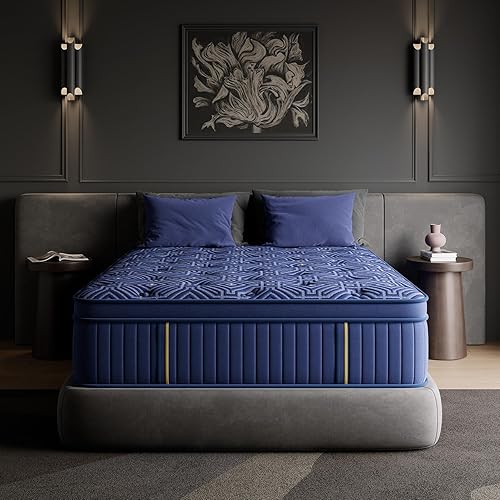 HANNA & YANNA Colchón tamaño King de 14 pulgadas, colchones King en una caja, híbrido de espuma viscoelástica de sensación media y resortes