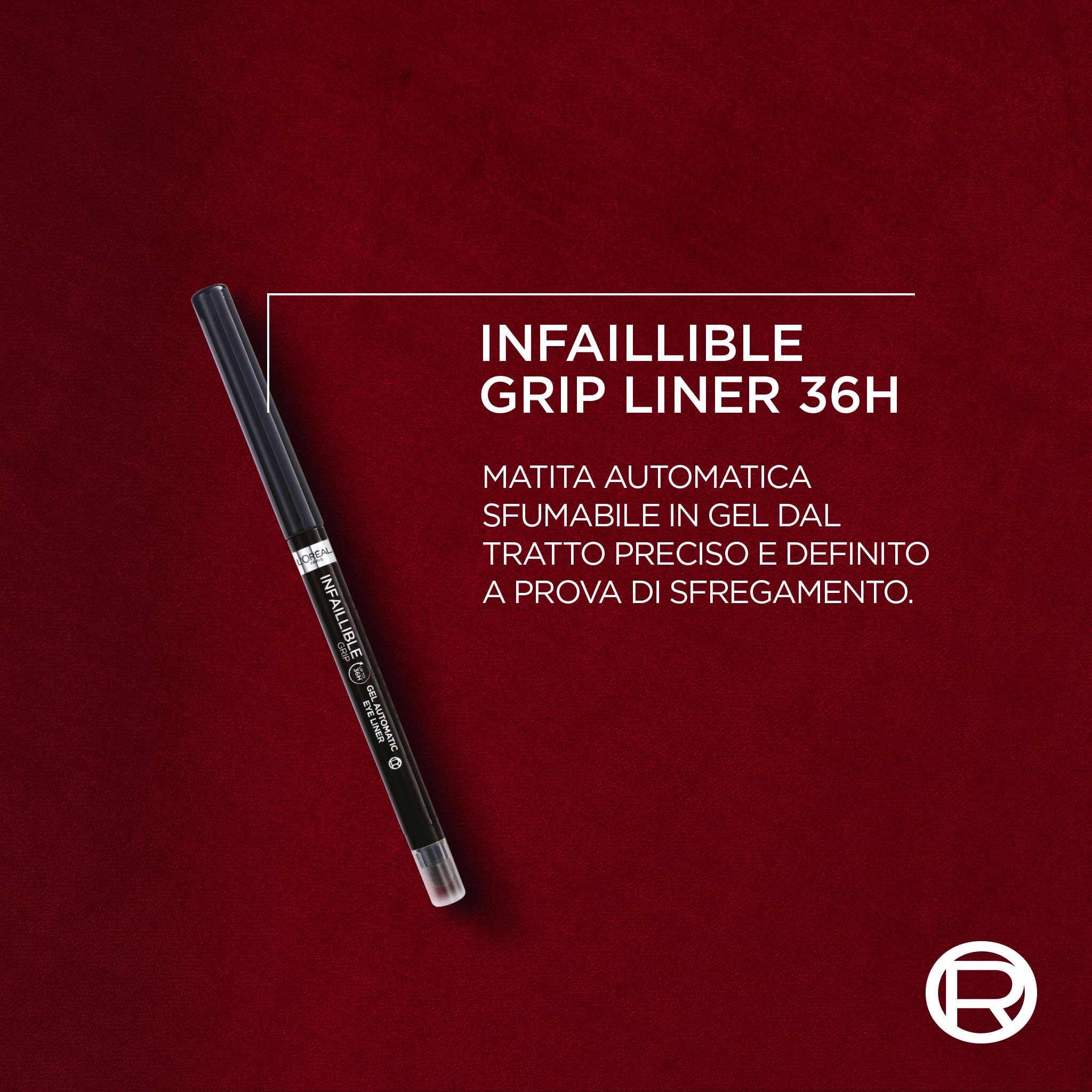 L'Oréal Paris Beauty Regalo Make Up con Mascara Telescopic Classico Nero, Eyeliner Infaillible Precision Felt Black e Matita Occhi Infaillible Grip Liner Black, Con Beauty Champagne in Velluto