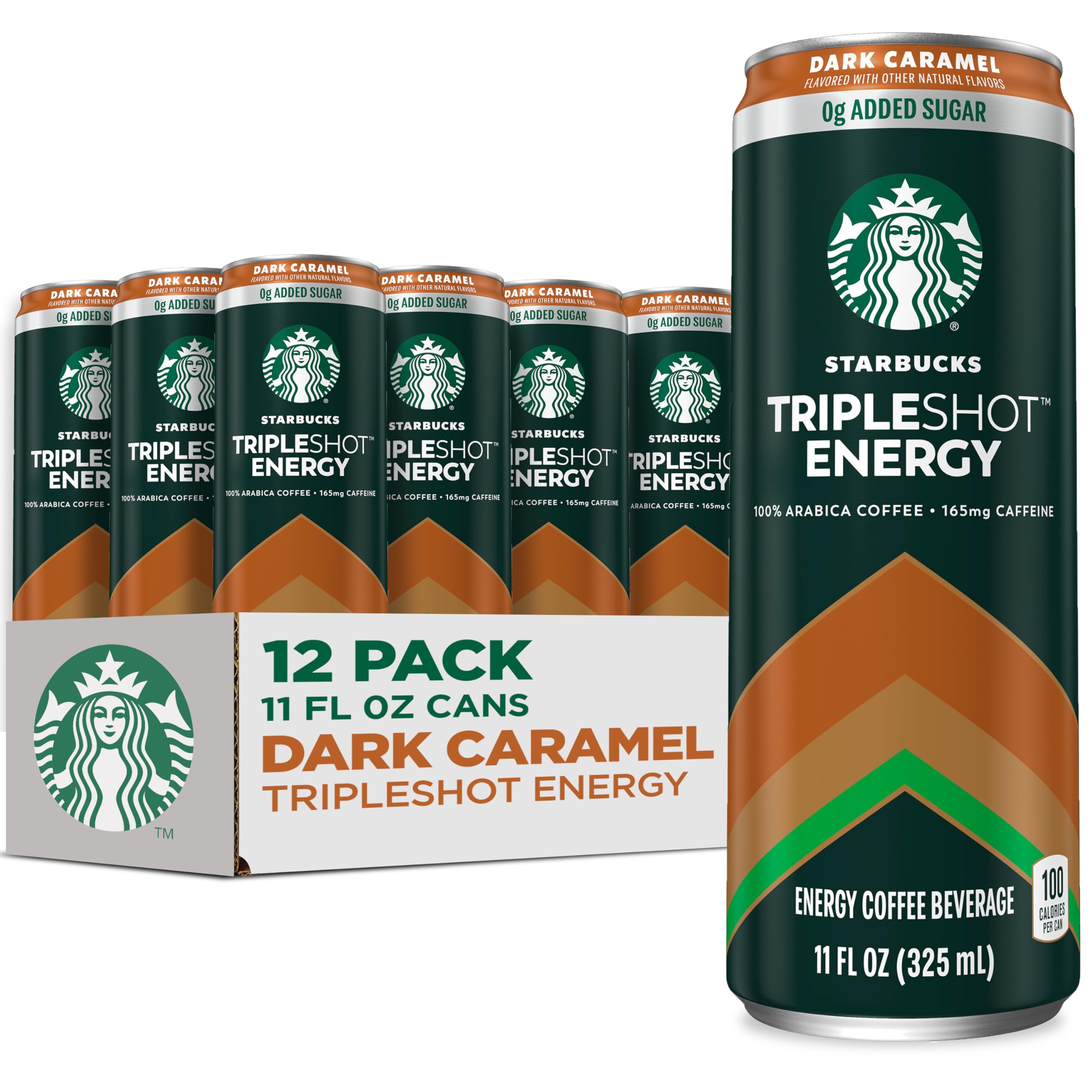 Tripleshot Coffee Energy Drink, Dark Caramel, 11 fl oz Cans (12 Pack), Triple Blend, 165mg Caffeine, B Vitamins, Protein, Iced Coffee (Packaging and Formula May Vary)
