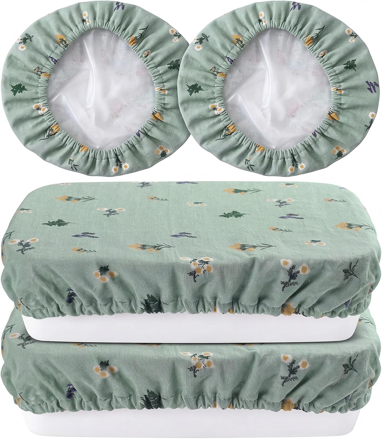 2 Pack 13x9 Inch Cotton Casserole Dish Cover with TPU Liner Reusable Fabric Lid for Baking Lasagna Pan Washable Kitchen Food Cover Breathable Replacement for Plastic Aluminum Foil(Sage)