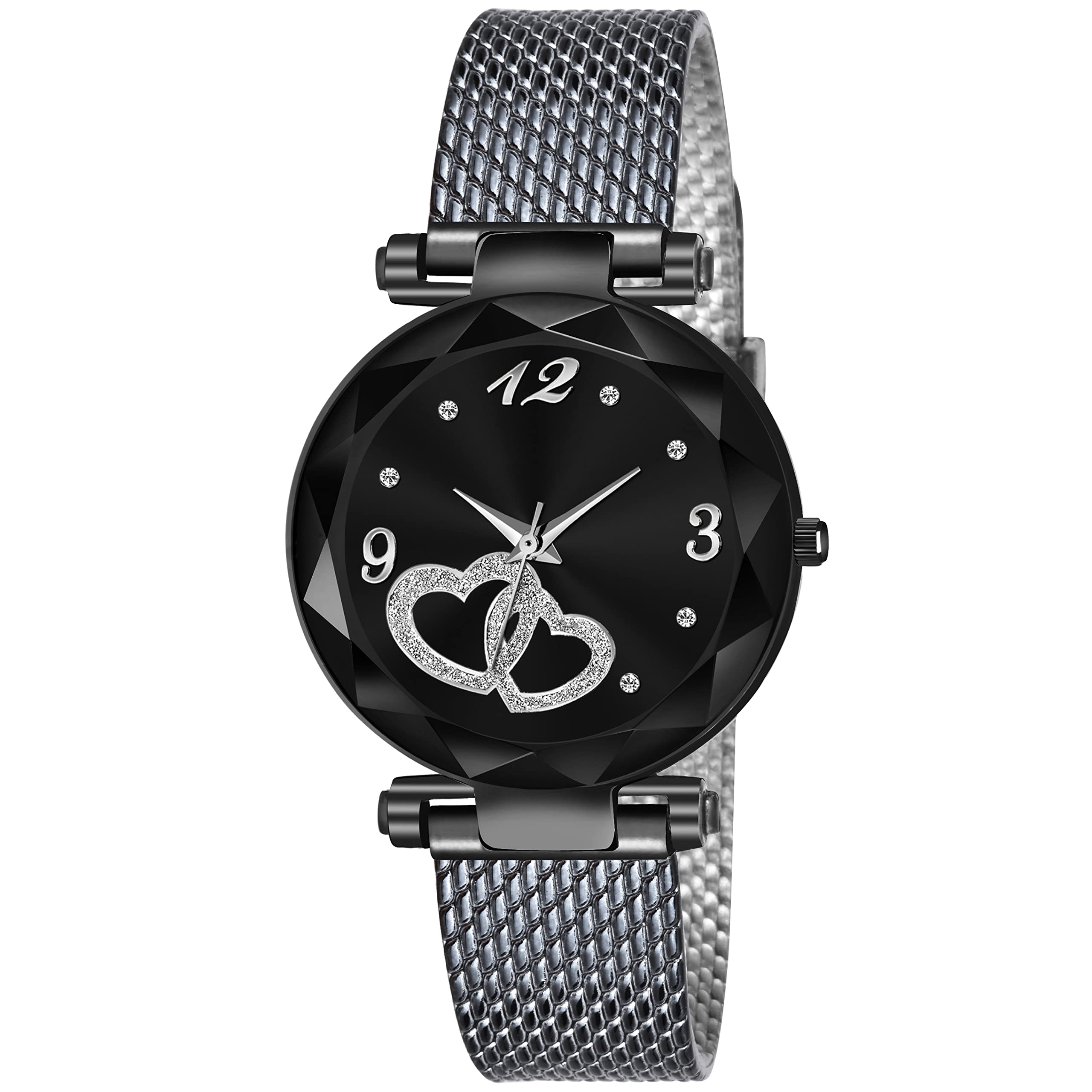 KIARVI GALLERY Clausal Analogue PU Belt Girls and Womens Watch (Black-Heart) (B09X3VVDQ3) Amazon Price History, Amazon Price Tracker