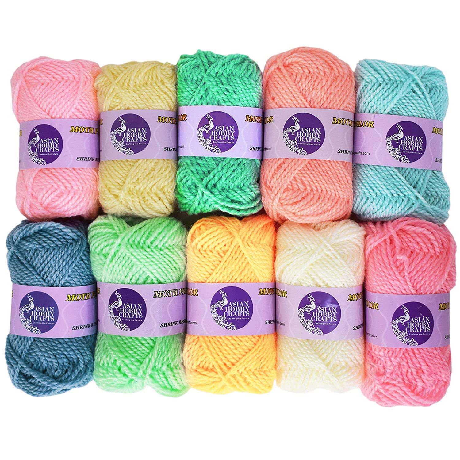Wool Yarn for Knitting, Woolen Crochet Yarn Thread, Used for Knitting Needles | Set of 10-12g Each Roll | Theme - Neon