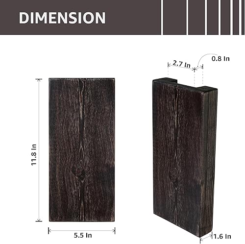 Miniatura 6 de Juego de 2 macetas de madera para pared, bolsillo de pared de madera para vegetación y flores secas, florero colgante de madera para interiores,