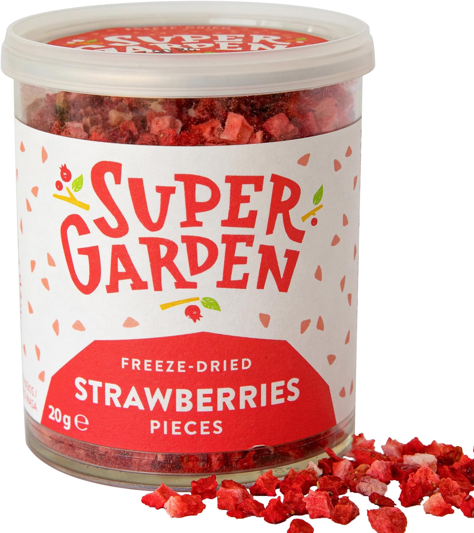 Super Garden Freeze Dried Strawberry Pieces | Premium Quality Freeze Dried Fruit for Snacking, Baking, Desserts, and Cooking | Ideal for Healthy Recipes and Natural Cake Decoration | 32g