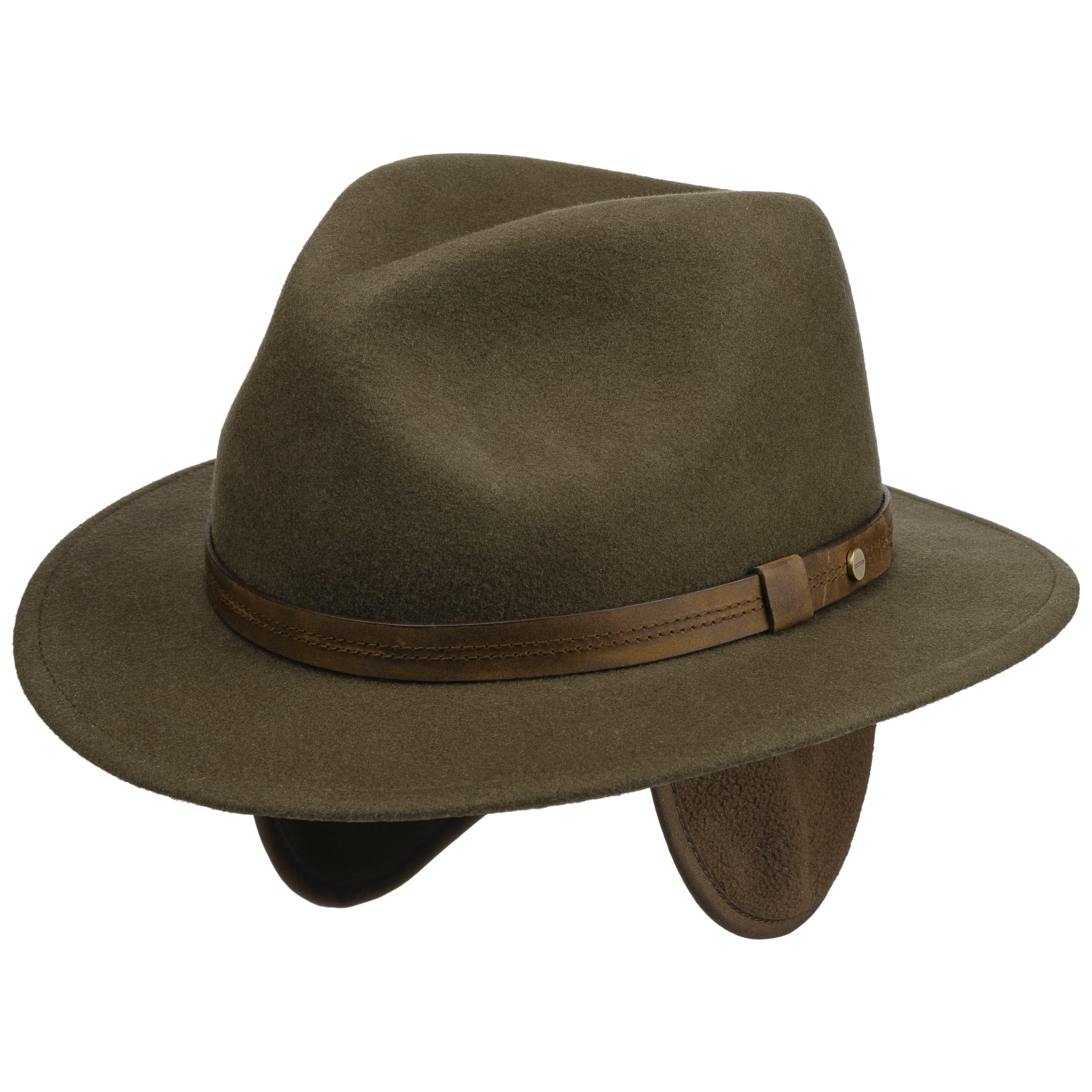 Stetson Dark Brown Dest Traveller Wool Hat With Ear Flaps By