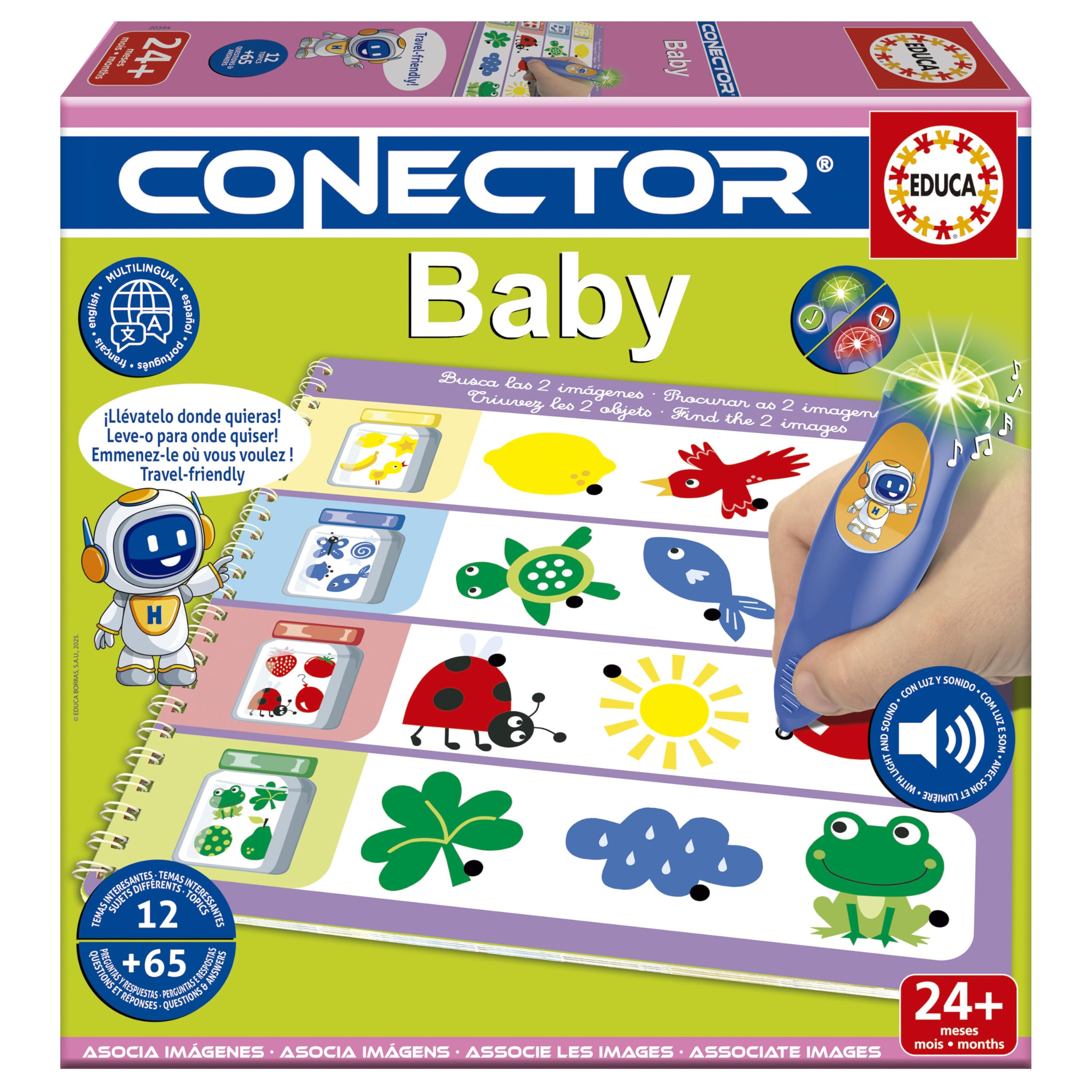 Educa - Baby Connector | Educational Game with more than 65 Questions and Answers. 12 Different Themes in Book and Pencil Format with Light and Sound. Recommended from 2 years (20394)