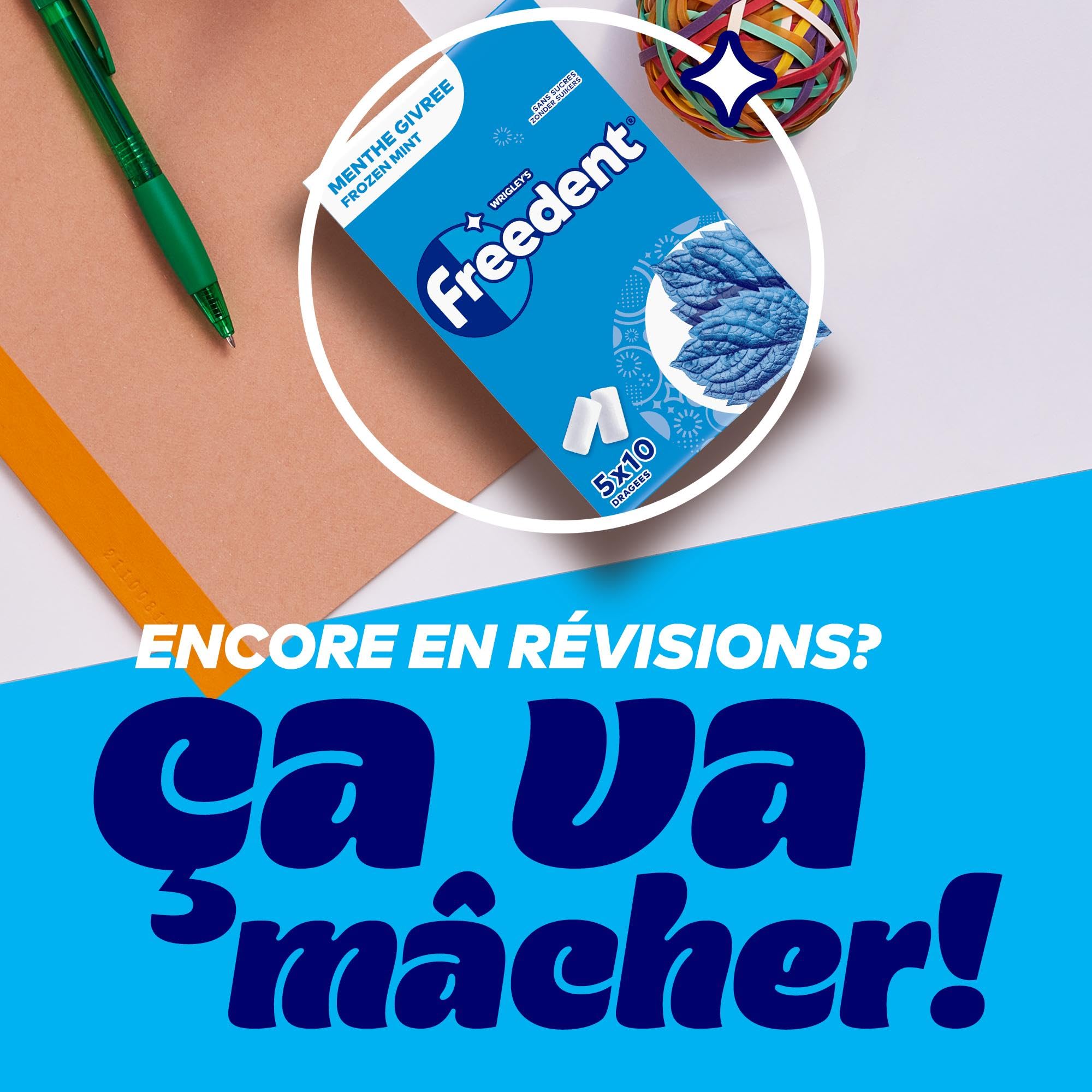 FREEDENT Chewing Gum Sans Sucre Goût Menthe Givrée 5 Paquets 70g