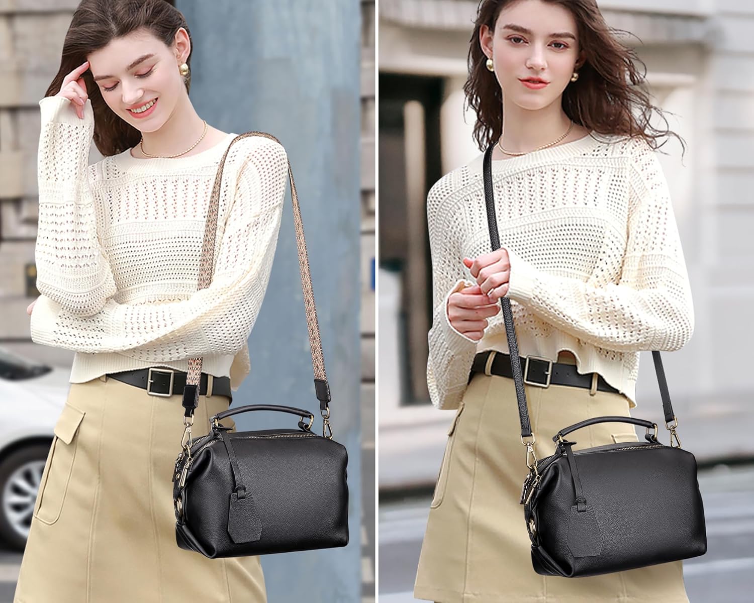 Over Earth Leather Purses for Women Genuine Leather Crossbody Bag Small Top Handle Handbag - Image 2