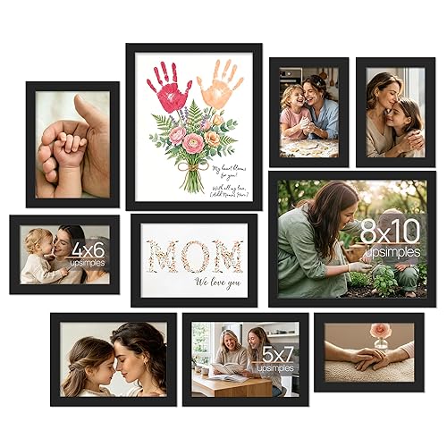 upsimples 10 Pack Picture Frames Collage Wall Decor for Mounting