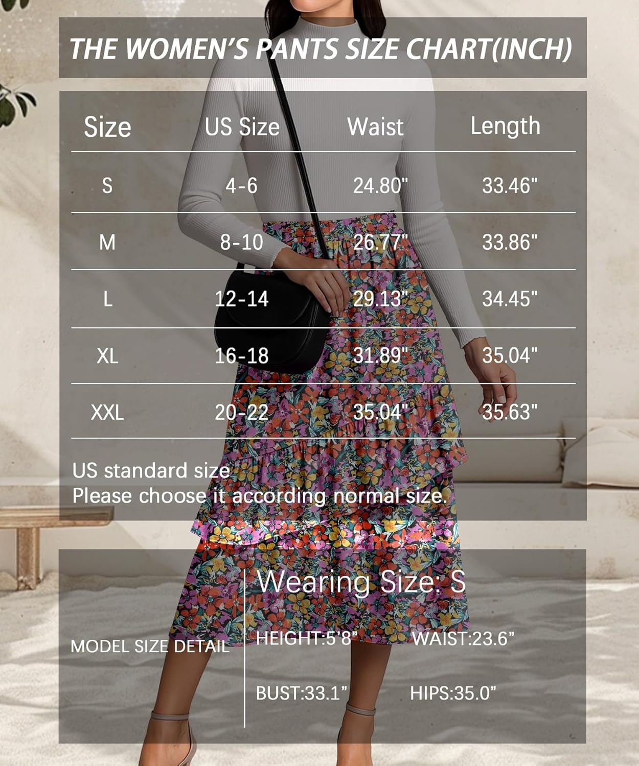 Womens Midi Skirts 2025 Summer Trendy Ruffle Elastic High Waisted Long Flowy Maxi Skirt with Pockets - Image 5