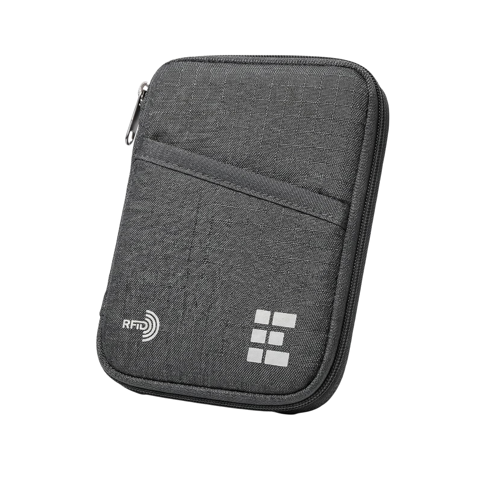 RFID Passport Holder & Travel Wallet, Zippered Wallet for Men & Women, Fits Passport, Cards, Cash, Tickets, ID, Sim Card, AirTag; Premium & Compact Travel Document Holder - Shadow Grey