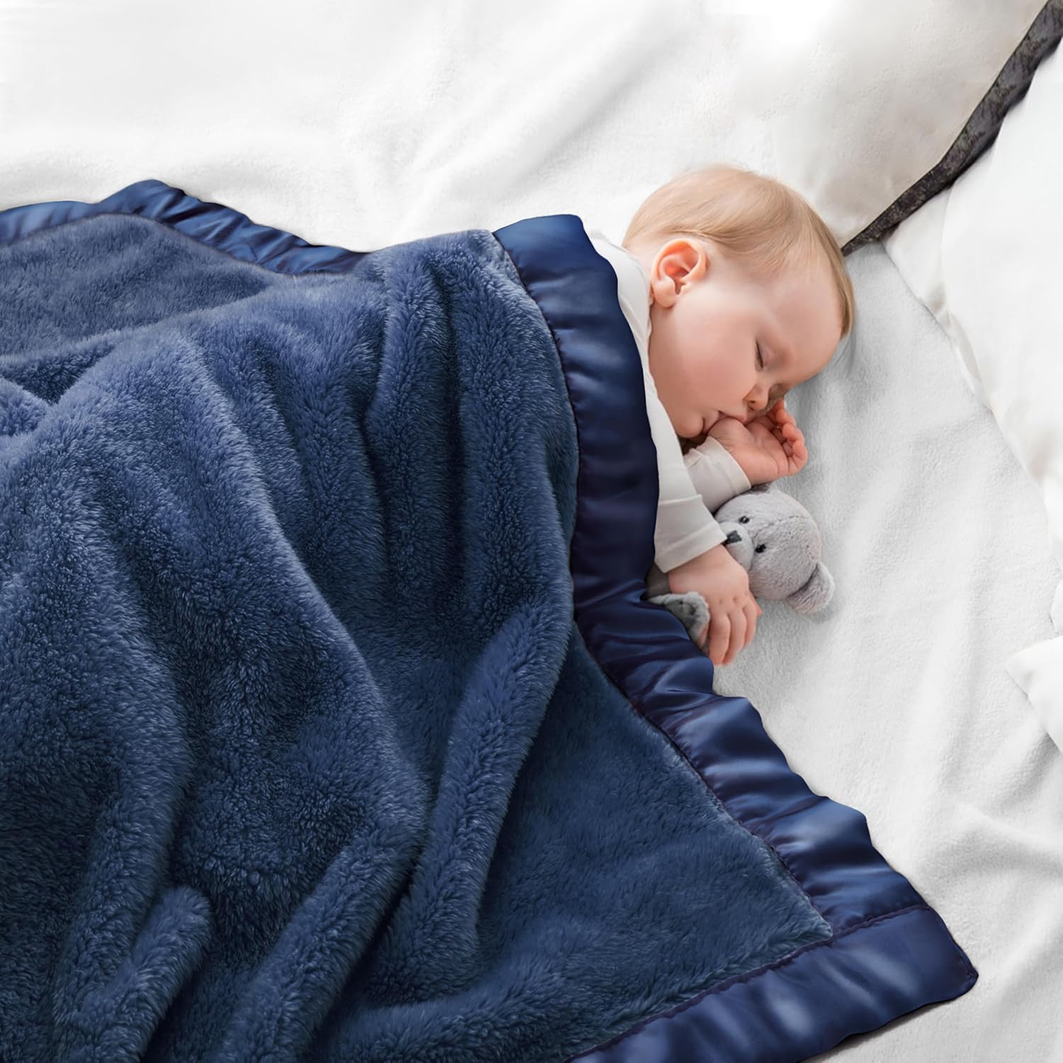 Pro Goleem Fleece Baby Blankets for Boys with 2 Inch Satin Trim, Super Soft Plush Receiving Blanket for Infant Toddler Newborn, Cozy 30×40 Inch Crib & Stroller Blanket (Navy Blue) Pro Goleem Fleece Baby Blankets for Boys with 2 Inch Satin Trim, Super Soft Plush Receiving Blanket for Infant Toddler Newborn, Cozy 30×40 Inch Crib & Stroller Blanket (Navy Blue)