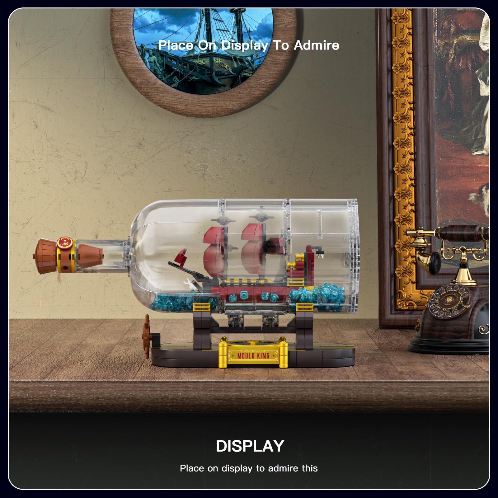 Mould King 10085 Piratenschiff in Flasche Bausteine The Queen Revenge Segelschiff Klemmbausteine Sammler Schiffsmodell Geschenk für Erwachsene(885 Teile)