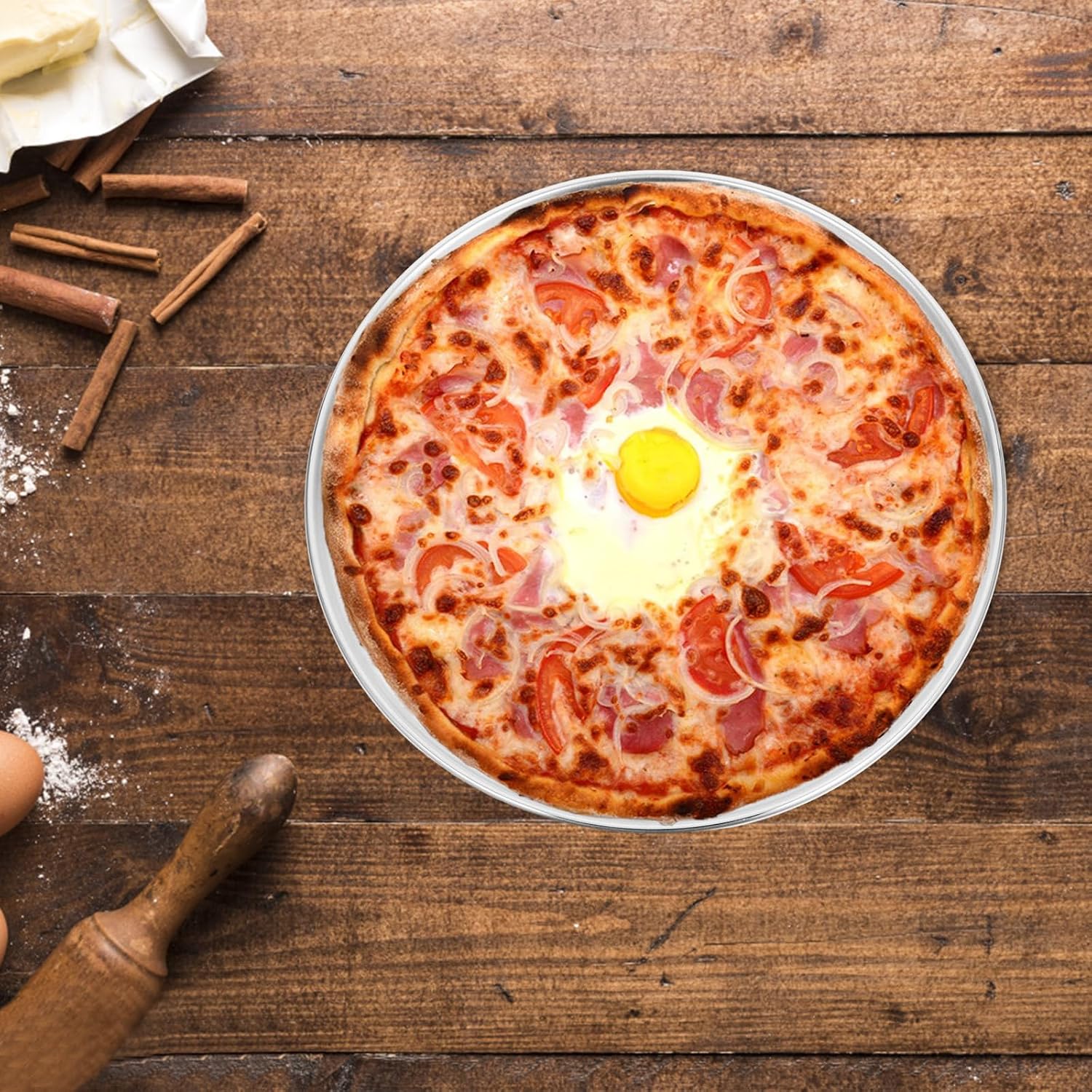 Zerodeko Stainless steel Pizza Pan Round Perforated Pizza Tray Pizza Baking Pan Pizza Serving Tray Crisper Pan with Holes for Oven Baking Supplies 9inch