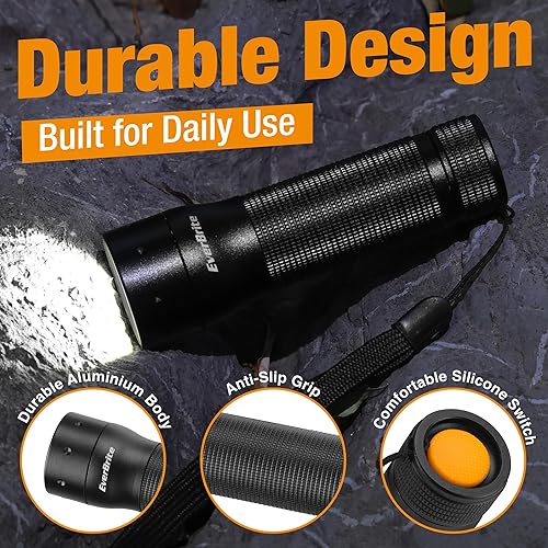 Miniatura 7 de EverBrite Mini linterna LED, 350 lúmenes altos con zoom de 350 lúmenes, 3 modos, 3 pilas AAA incluidas, luz flash de mano compacta para campamento,