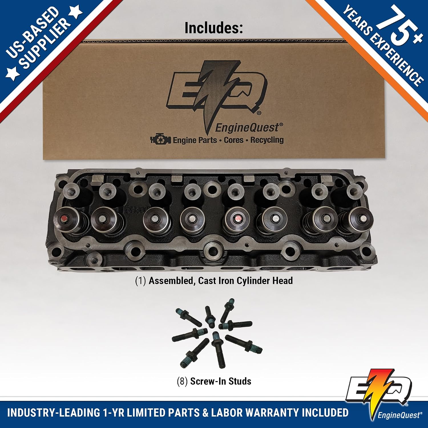 NEW GM 3.0L Cylinder Head Assembly with 100% new parts – Replaces Mercruiser 936-8M0115135 & Volvo Penta, Fits GM Marine/Industrial/Forklift Engines