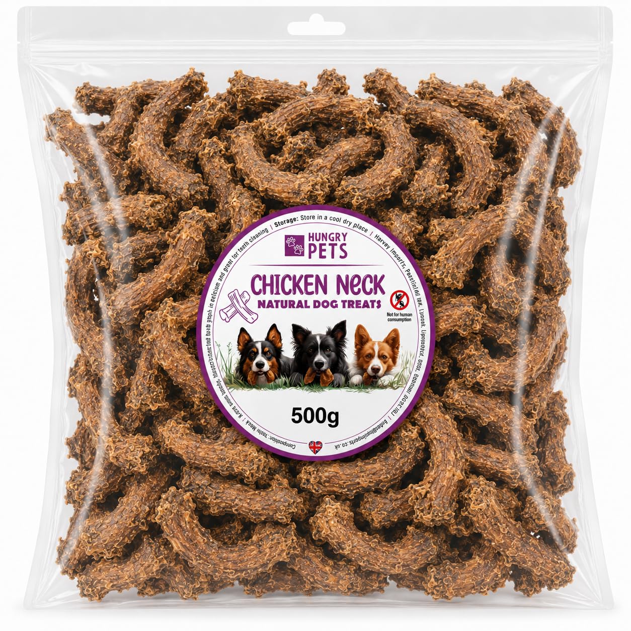 Chicken Necks Natural Dog Treat 500G Pouch High protein
