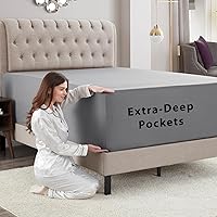 Vista 48 de Empyrean Charcoal Grey Extra Deep Pocket Fitted Sheet Full Size, Hotel Luxury Deep Pocket Full Size Fitted Sheet Only Easily Fits 18 to 24 Inch