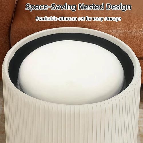 Miniatura 7 de Twira Round Ottoman with Storage Set of 2, Velvet Nesting Ottoman for Living Room,Bedroom,Dorm,RV, Flip-up Lid Coffee Table, Upholstered Makeup