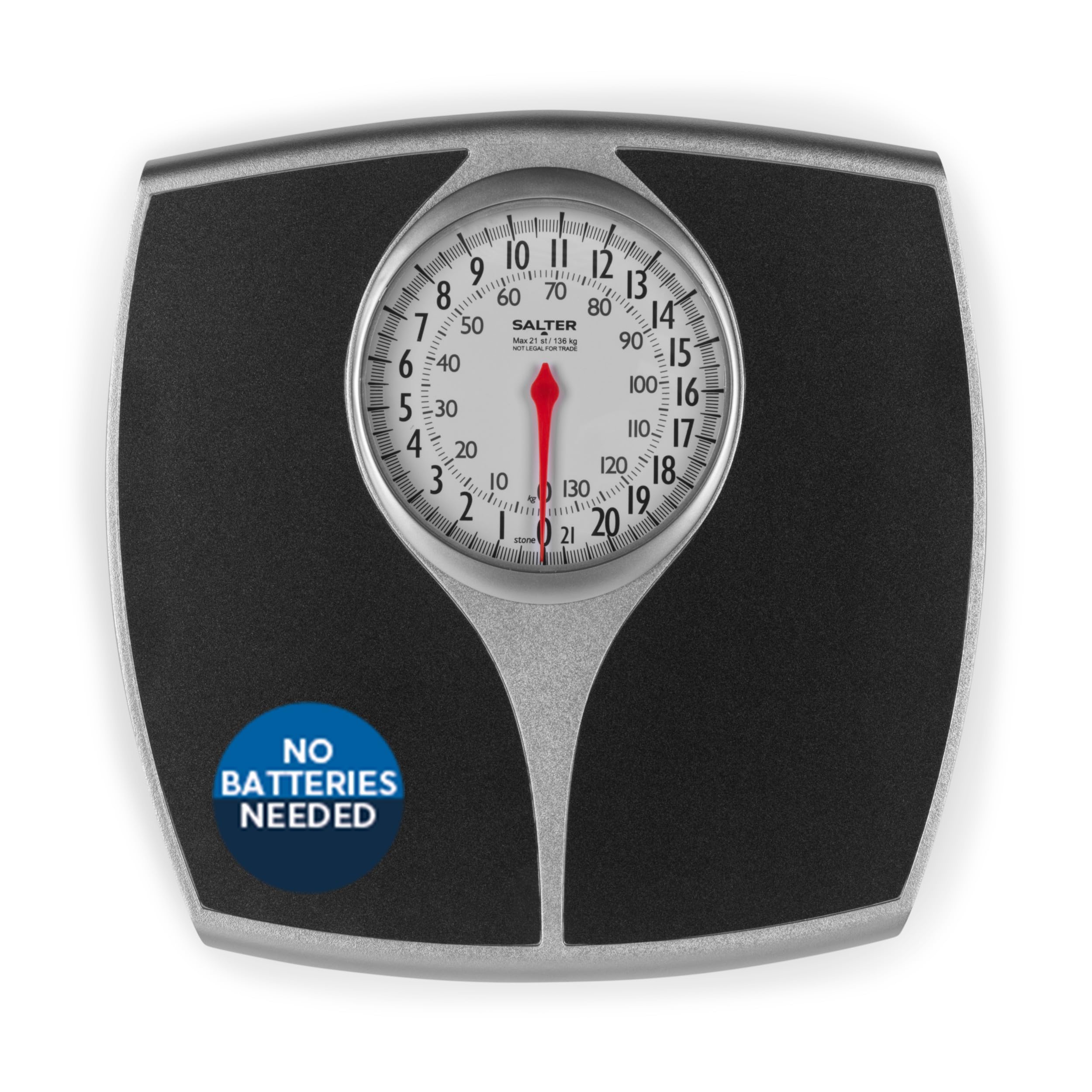 Salter 148 BKSVDR Speedo Dial Bathroom Scale - Mechanical Weighing Scales For Body Weight, Easy Read Dial & Rotating Pointer, Instant Readings, Large Foot Platform, Weighs Up To 136 kg/ 21 st