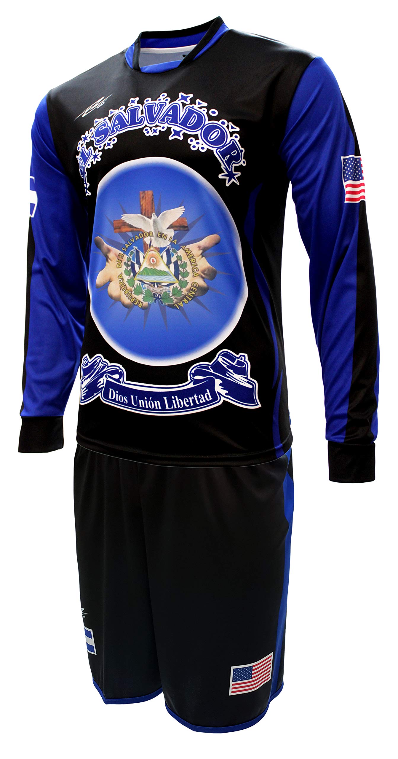 ARZA El Salvador Uniform Color Black and Blue Jersey,Short,Socks and Number (Medium)