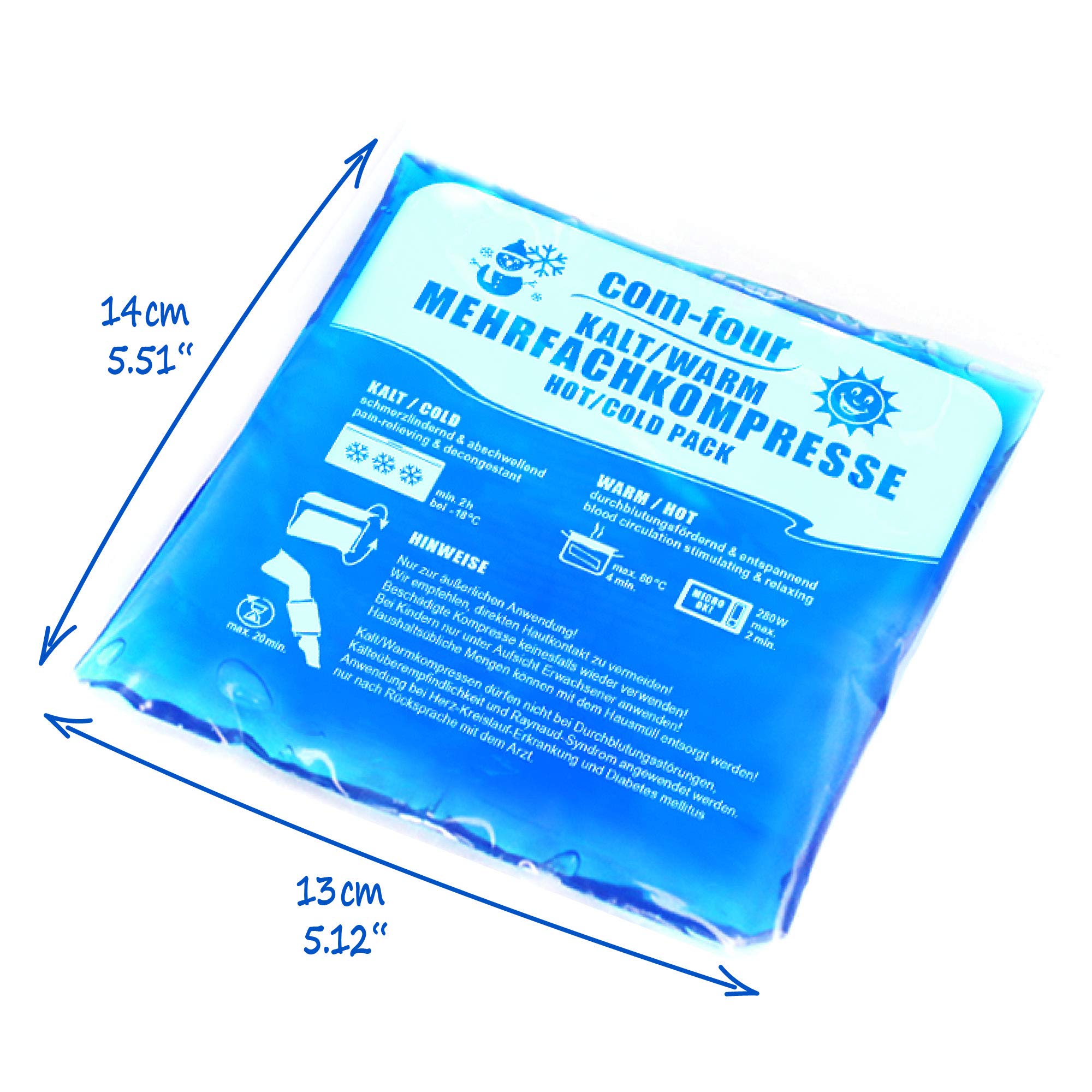 com-four® 5x Compressa Multiuso, Impacchi Gel Fredde e Calde Riutilizzabili, 14 x 13 cm - Adatto per Microonde - Made in Germany (05 pezzi - medio)