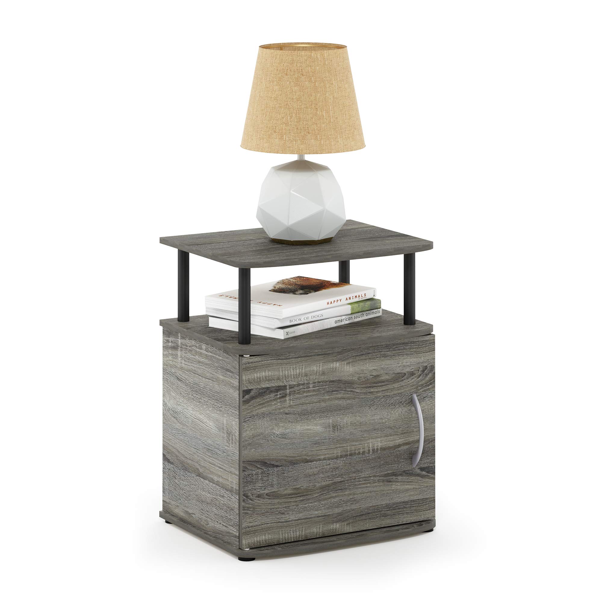 Furinno JAYA Utility Design End Table, French Oak Grey
