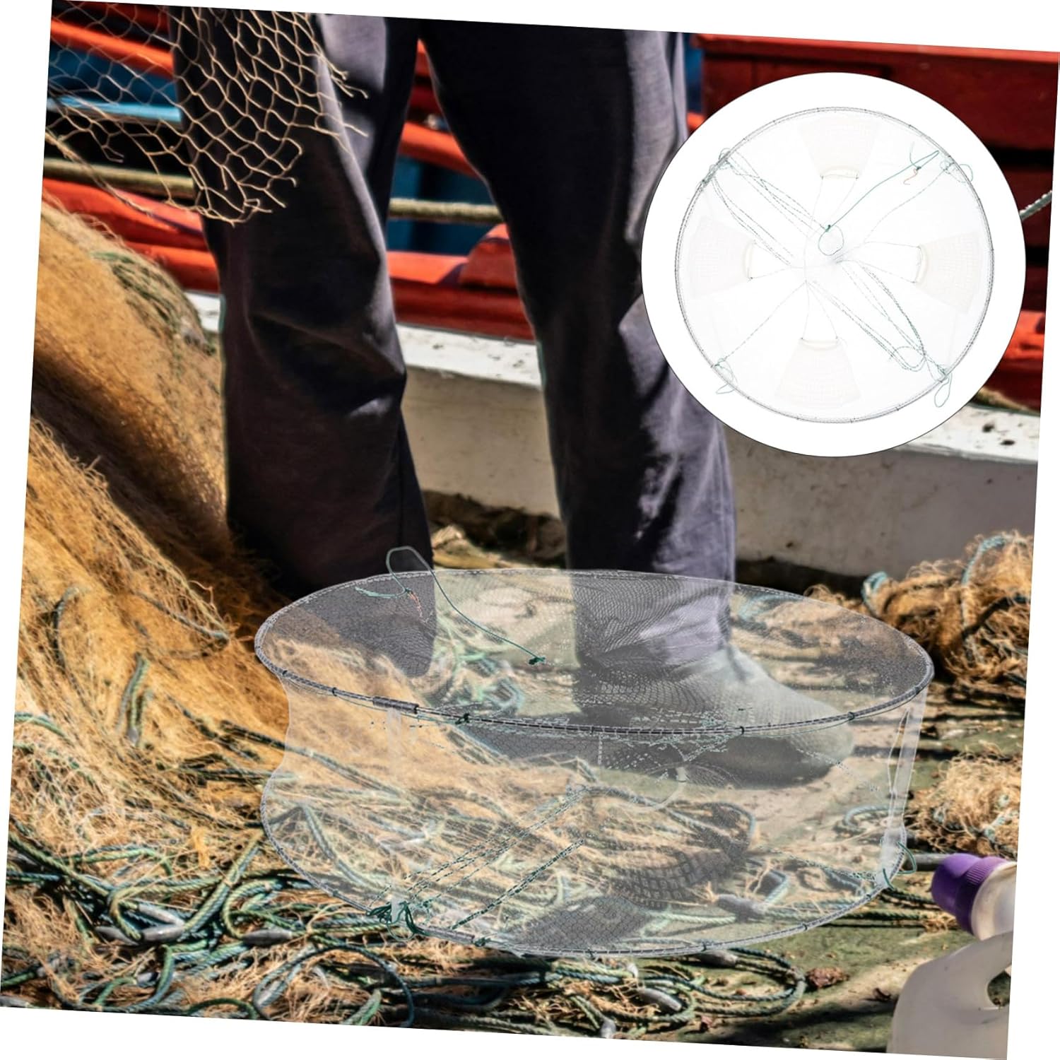 Multi-Functional Fish Trap Net Large Fish Traps Bait Nets for Fishing Easy to Store Carry Pe Material