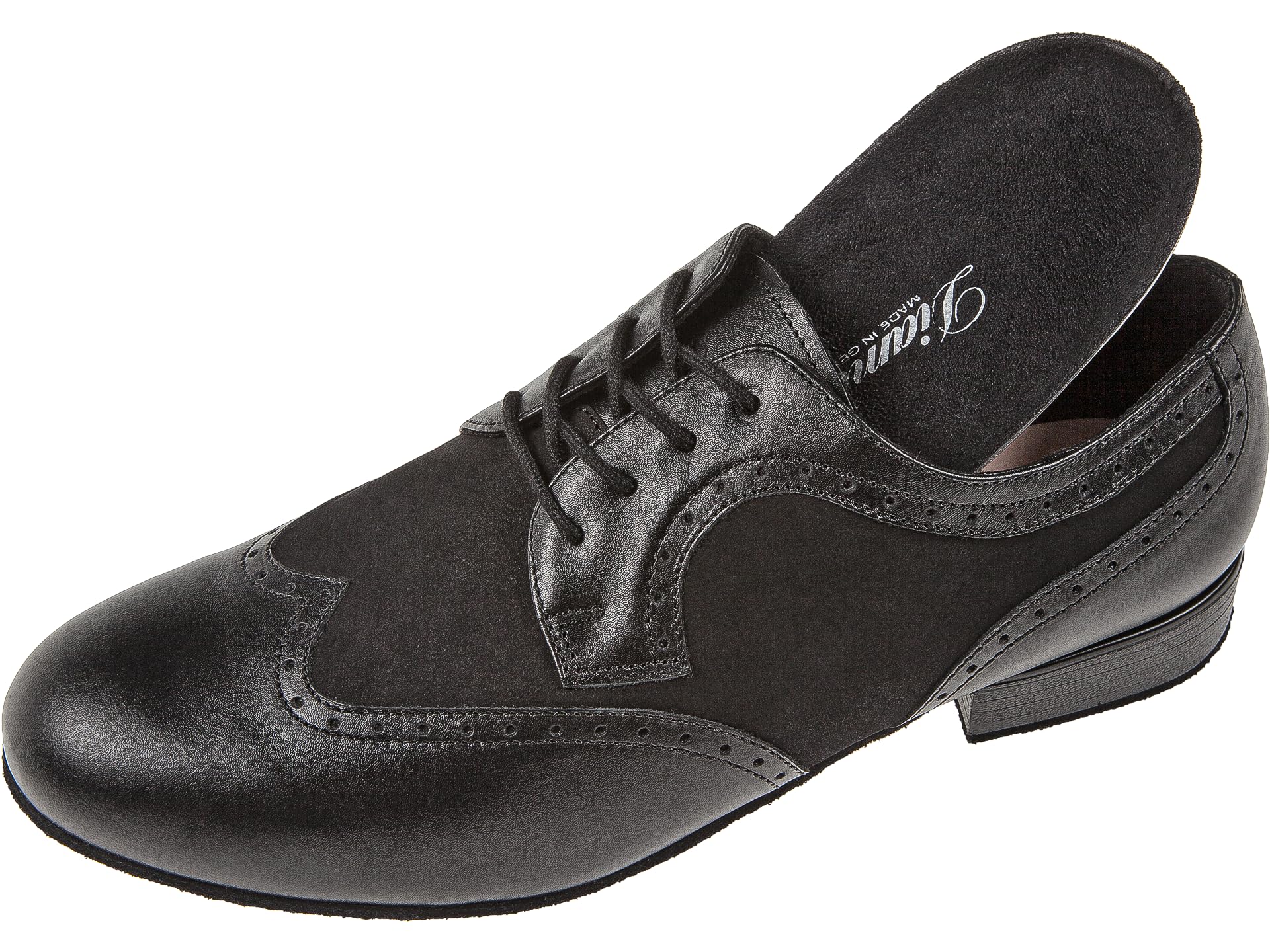 Scarpe da Ballo Diamant Uomo Pelle Nera Extra Larga 2 cm Suola Cuoio Grezzo Made in Germany