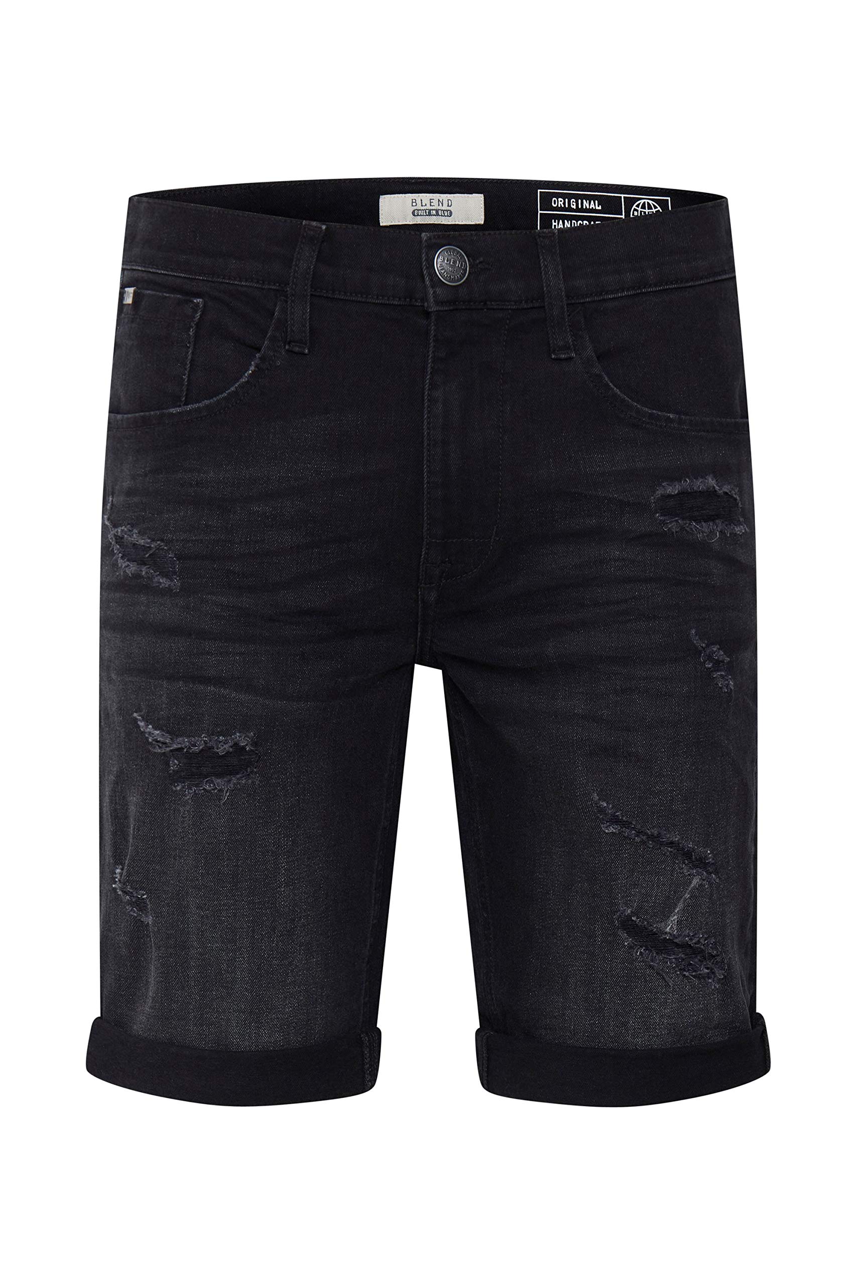 Blend Deniz Herren Jeans Shorts Kurze Denim Hose im Destroyed-Optik aus Stretch-Material Regular Fit