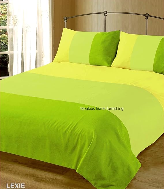 KING BED SIZE LIME GREEN PLAIN DUVET COVER SET BEDDING BEDLINEN