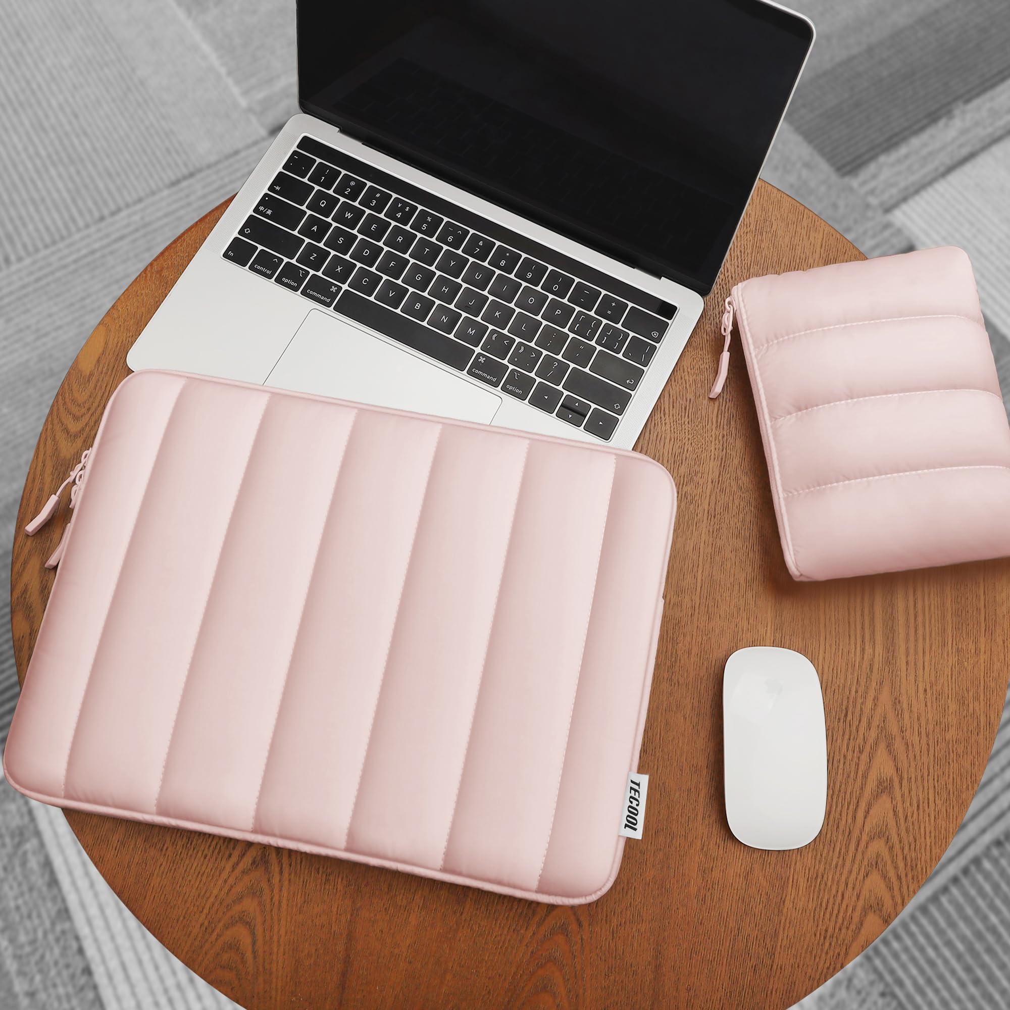 TECOOL Puffy Housse 13-13,3 Pouces pour MacBook Air 13 M5 M4 M3 M2 M1 2026-2018, MacBook Pro 13/14 M4 M3 M2 M1 2025-2016, Pochette Ordinateur PC Portable Rose