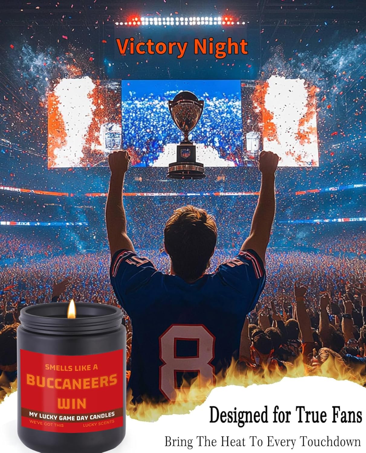 Smells Like A Buccaneers Win Scented Candle Football Themed Merch Fan Shop Men Women Sport Stuff Gear Decor Tampa Bay Team Accessorie Bf Boyfriend Naughty Weird Novelty Cool Special Present Funny Gift - Image 4