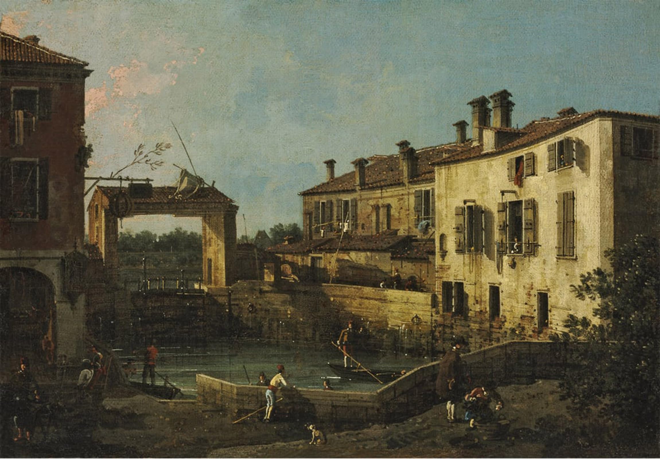 SERENDIPITP Vintage Wall Art Canvas Nordic Poster Canvas Print Picture the Lock At Dolo Canaletto by Canaletto Wall Art Poster for Home Decor 60x90cm