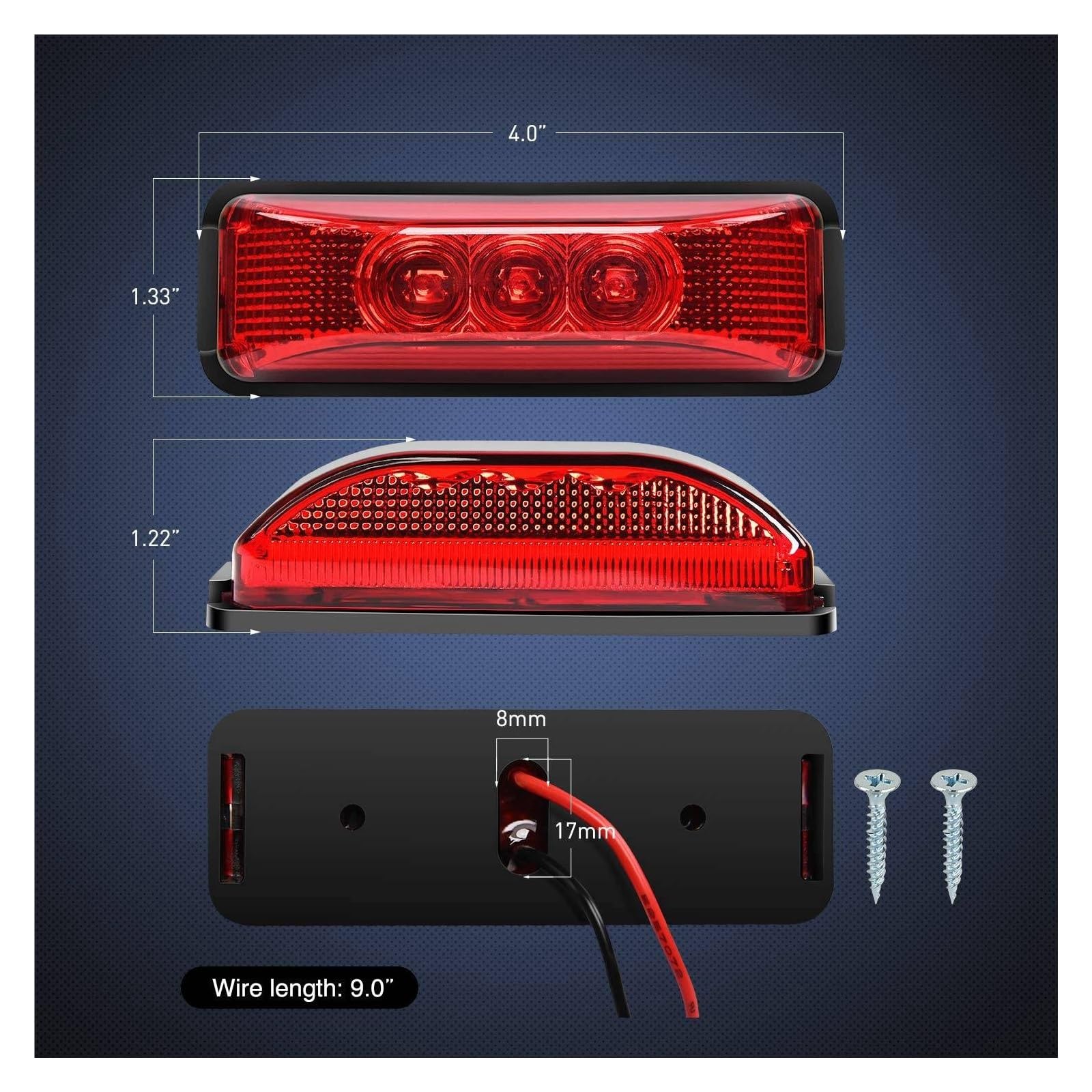Señal de Giro del Espejo 2 Uds 24V 3,9 Pulgadas 3 LED Camión Remolque Luz Roja Delantera Trasera LED Marcador Lateral Luces Indicador De Liquidación Lámpara Impermeable