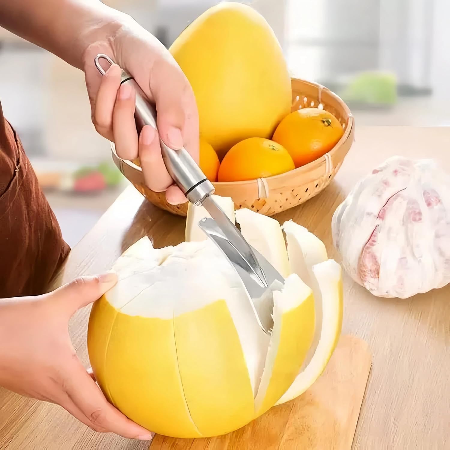 1pc Stainless Steel Citrus Fruit Peeler for Orange Grapefruit and Pomegranate, Fruit Peeling Tool for Pomelo and Orange, Kitchen Gadget for Easy Citrus Peeling